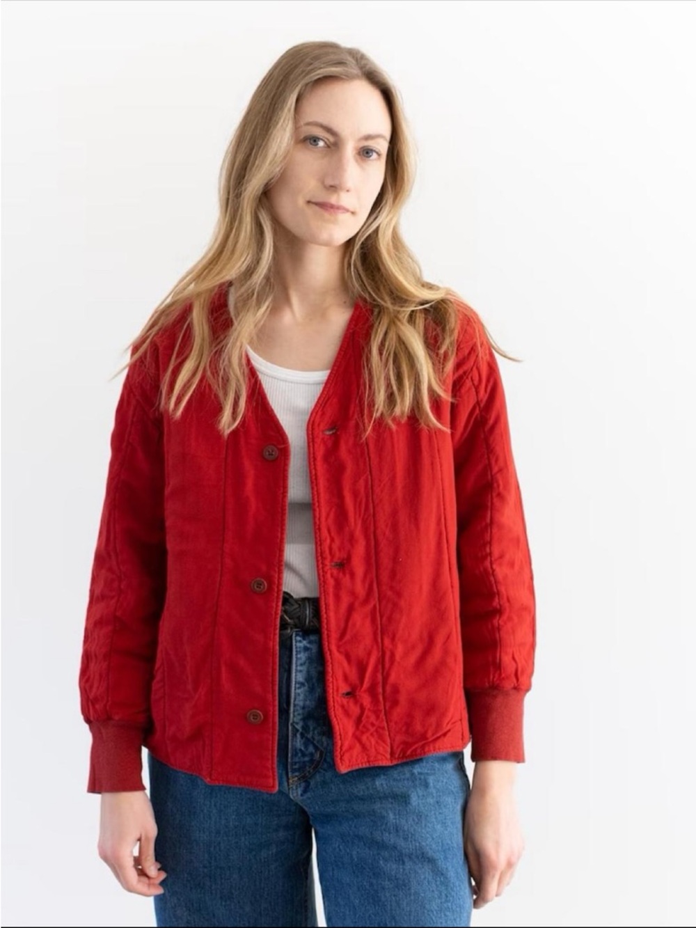 Rawson Cotton Army Liner Jacket in tomato red M/L
